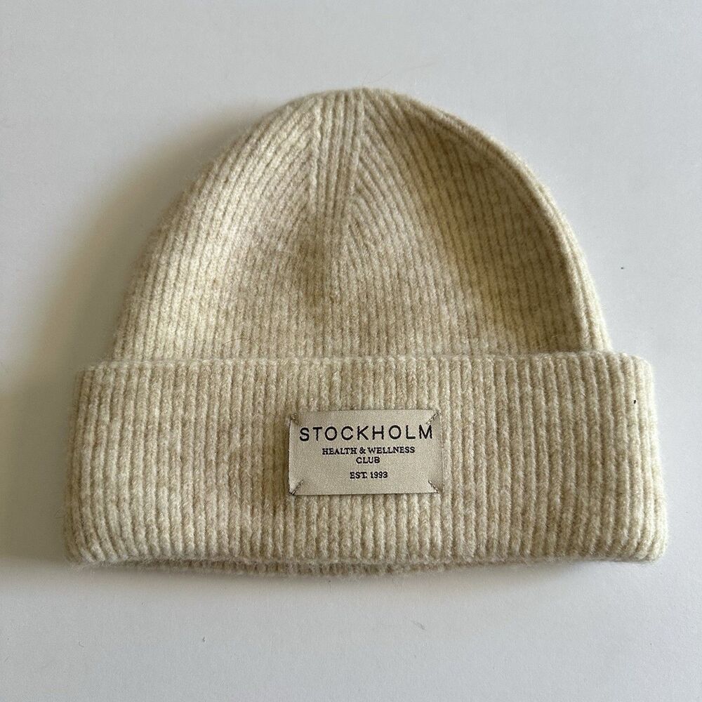 Asos Design Beanie Hat Stockholm Health And Wellness Club Cream Winter